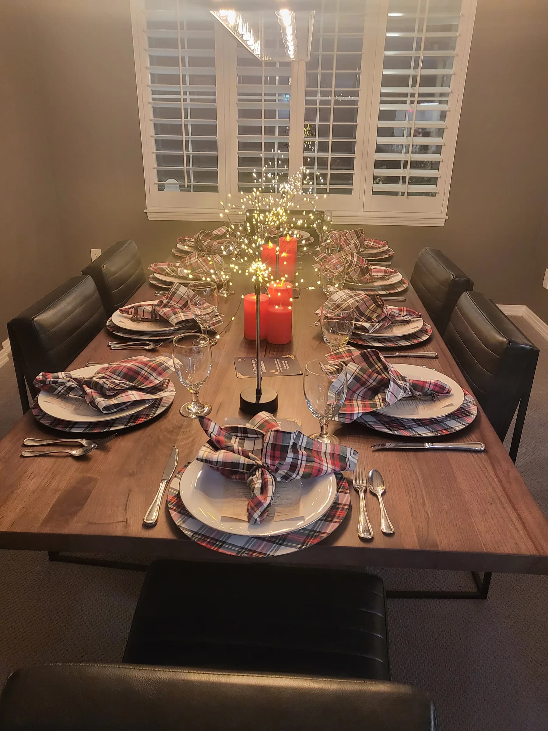 A table set for dinner by candlelight